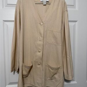 The Limited Beige Button-Up Blazer 100% Silk